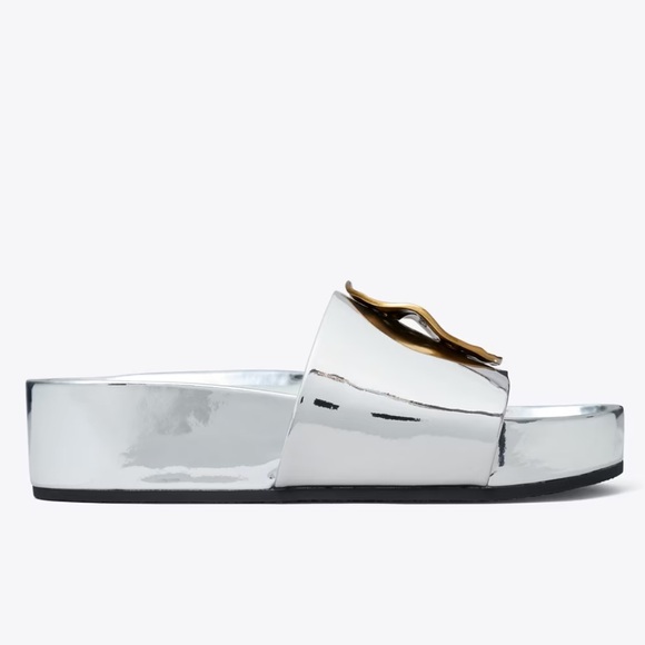 Tory Burch Patos Mismatched Hammered Slide - Picture 2 of 9